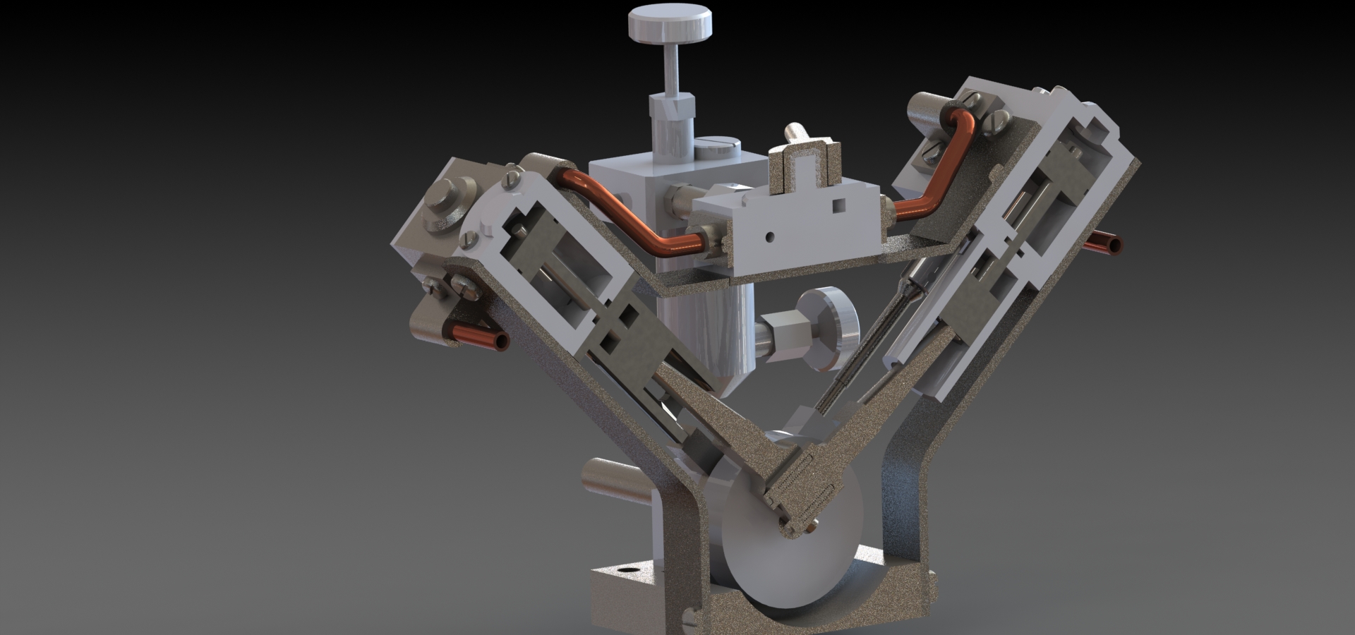 Garold Posh设计的V型模型蒸汽机3D图纸 Solidworks设计PDF工程图